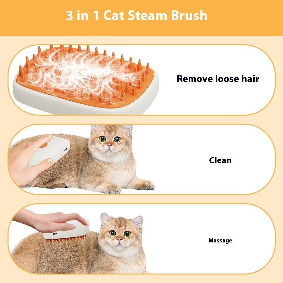 USB Rechargeable Pets Steam Groom Brush