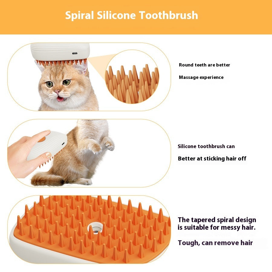 USB Rechargeable Pets Steam Groom Brush