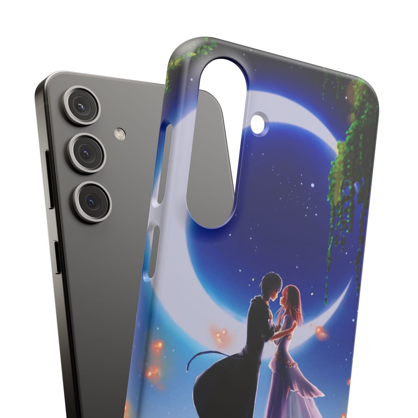 Moonlit Lovers Scene with Crescent Moon Case