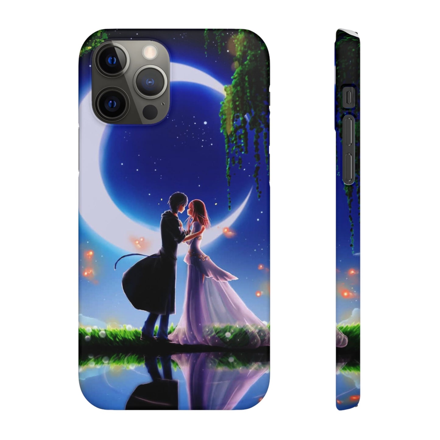 Moonlit Lovers Scene with Crescent Moon Case