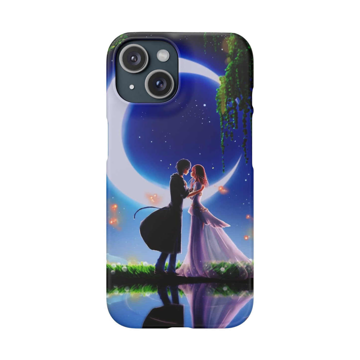 Moonlit Lovers Scene with Crescent Moon Case