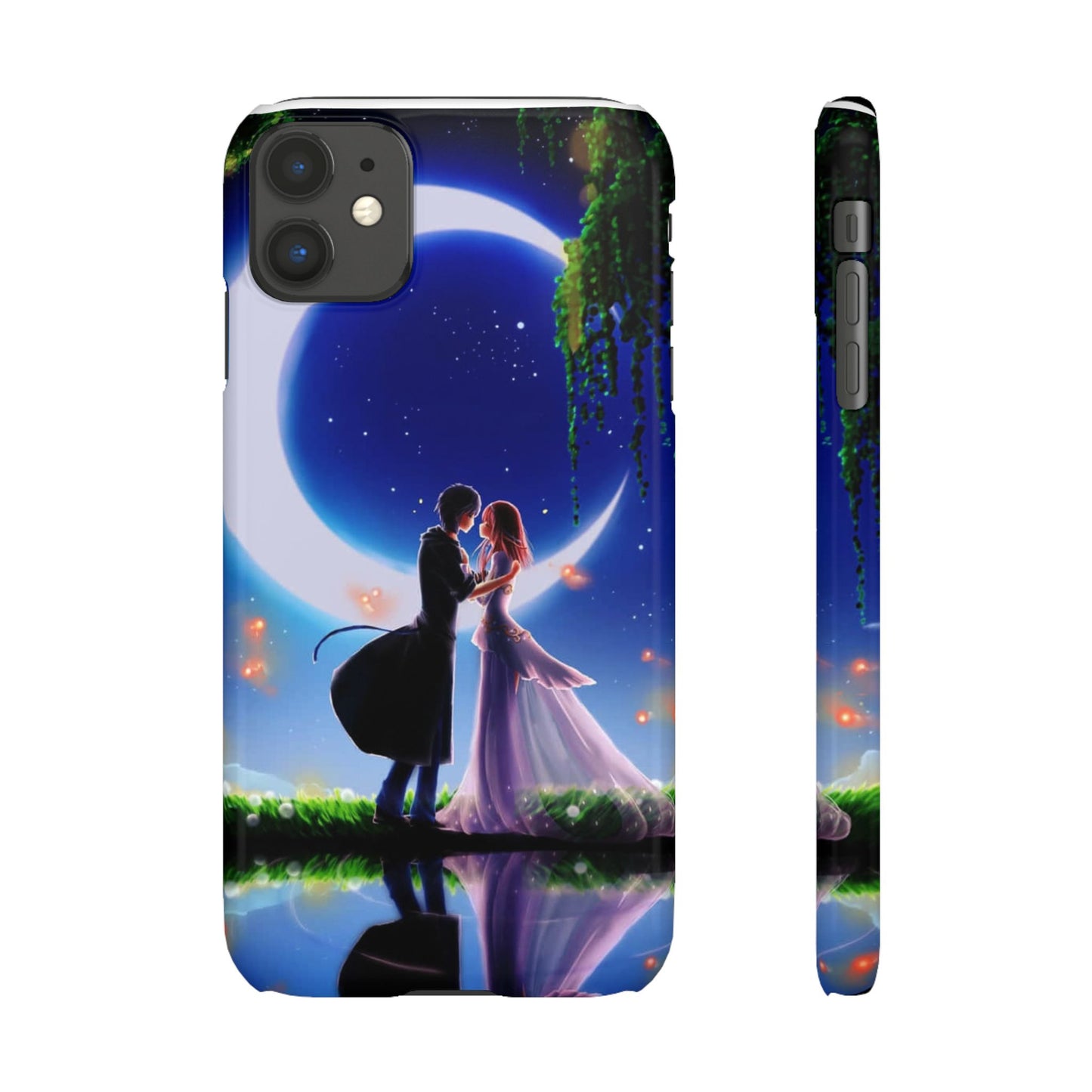 Moonlit Lovers Scene with Crescent Moon Case