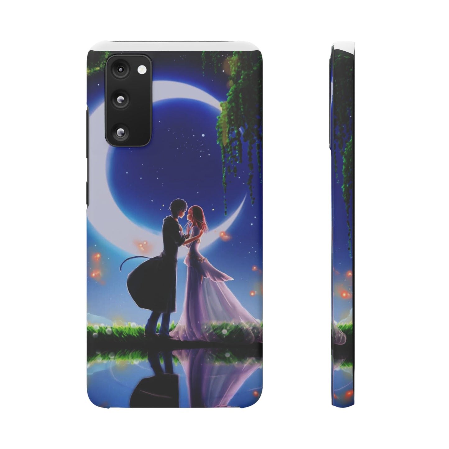 Moonlit Lovers Scene with Crescent Moon Case