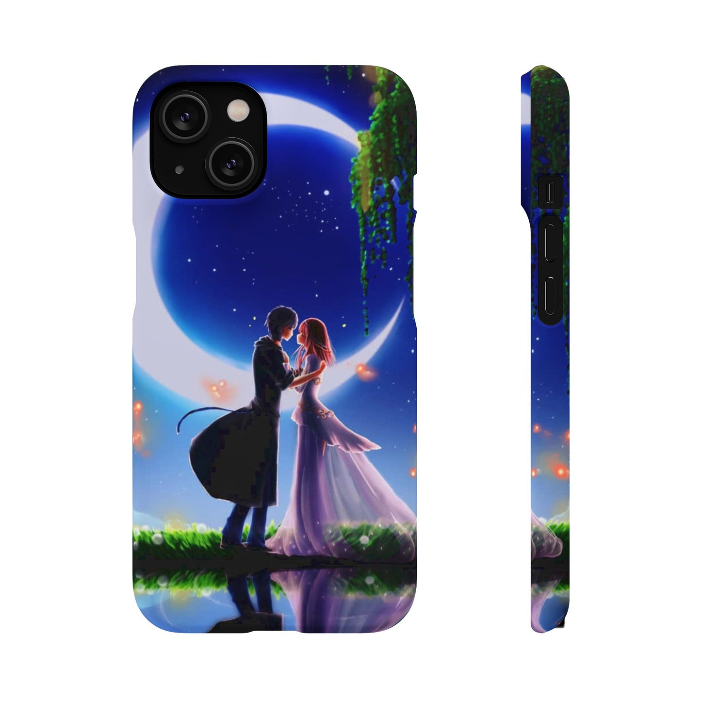 Moonlit Lovers Scene with Crescent Moon Case