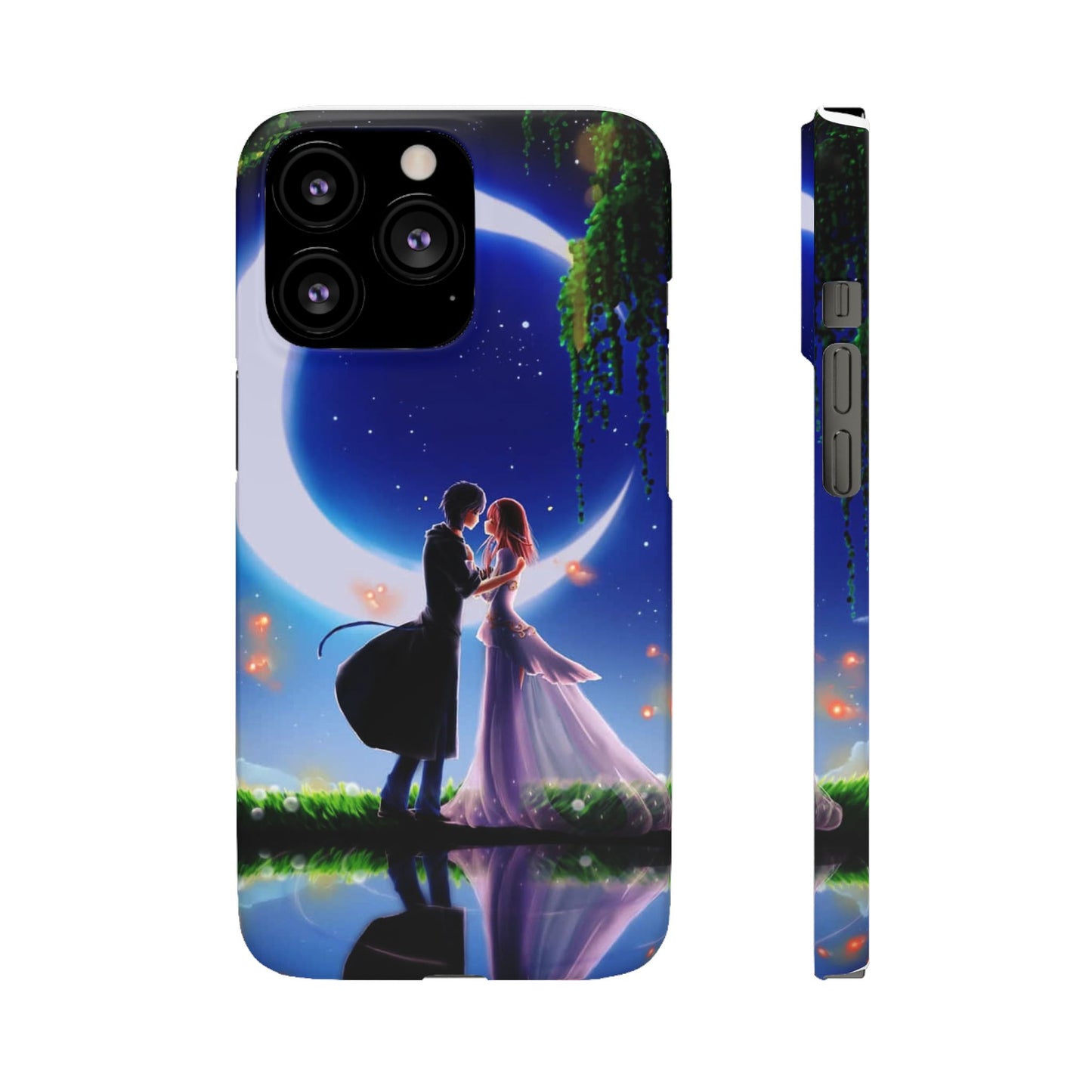 Moonlit Lovers Scene with Crescent Moon Case