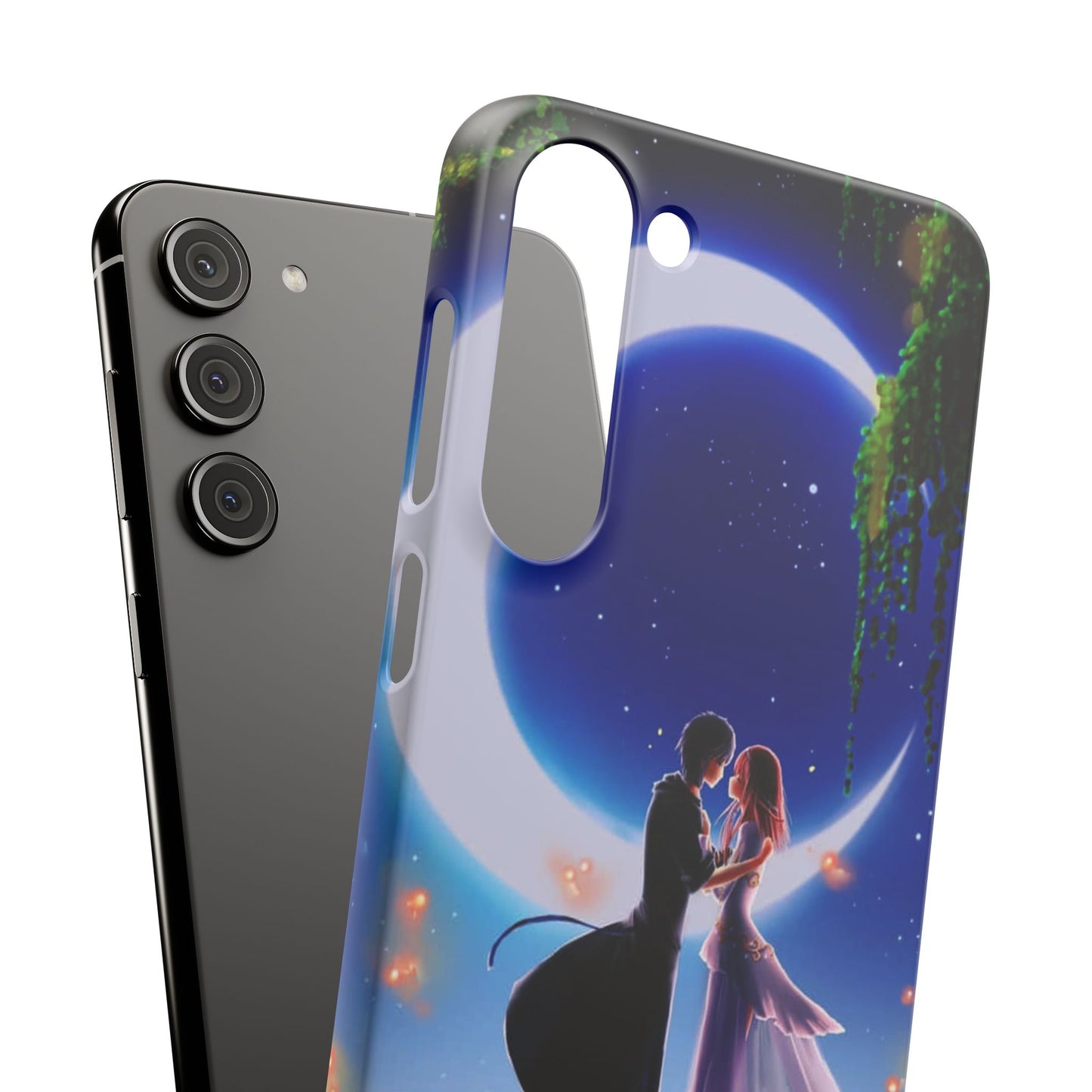 Moonlit Lovers Scene with Crescent Moon Case