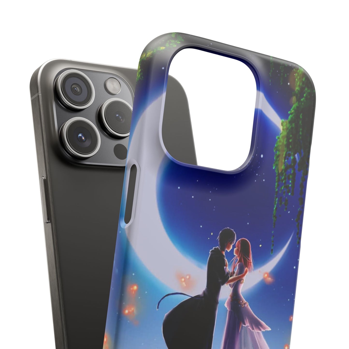 Moonlit Lovers Scene with Crescent Moon Case
