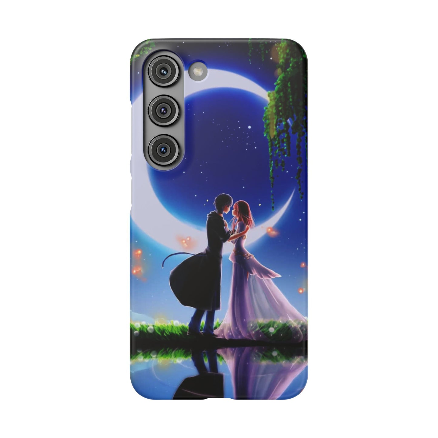 Moonlit Lovers Scene with Crescent Moon Case