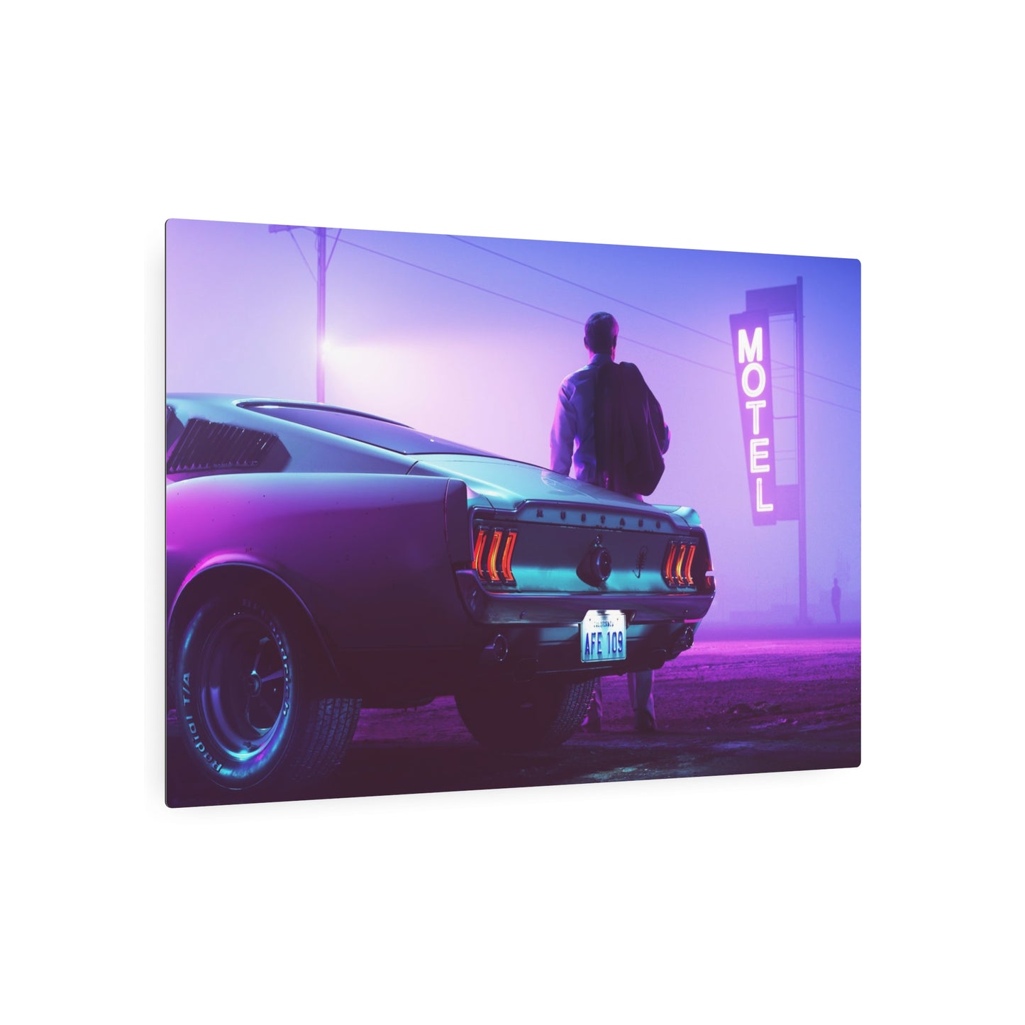 Metal Art Sign - Retro Neon Car