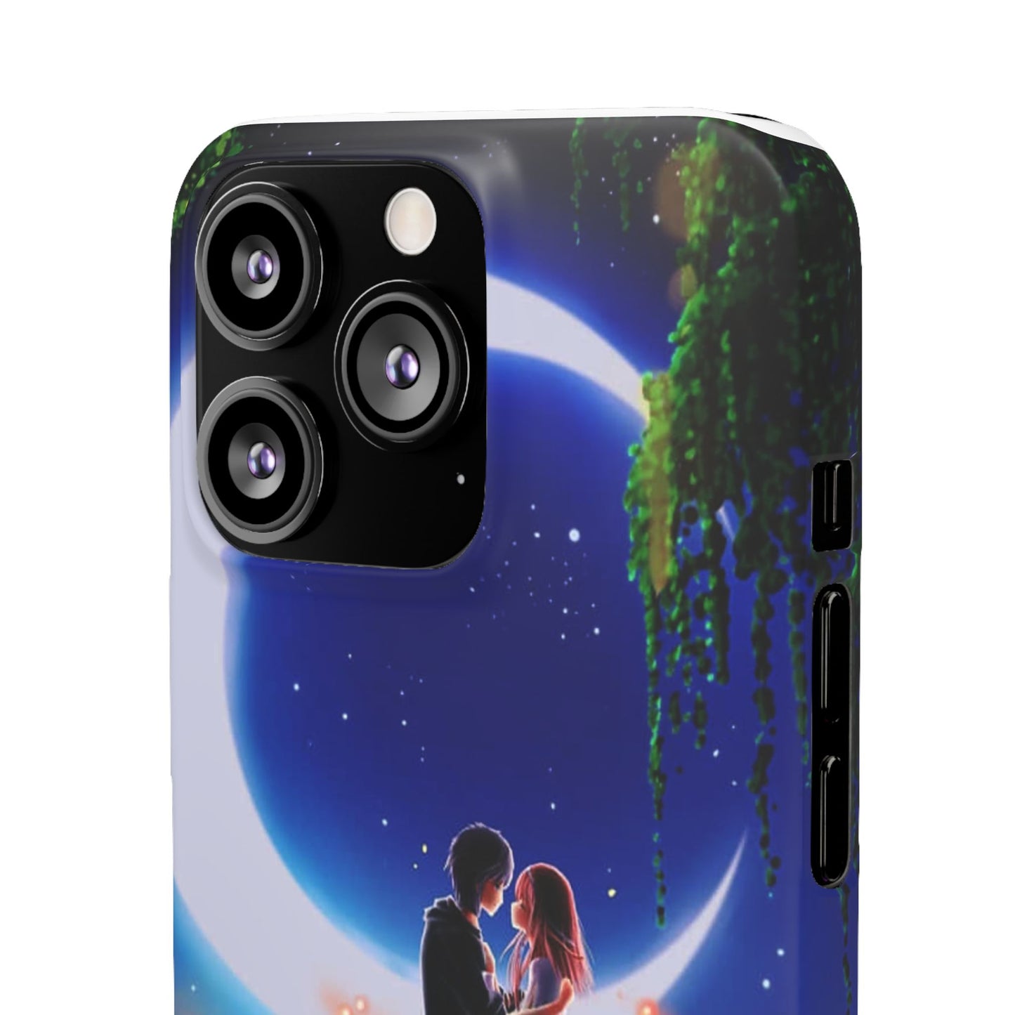 Moonlit Lovers Scene with Crescent Moon Case