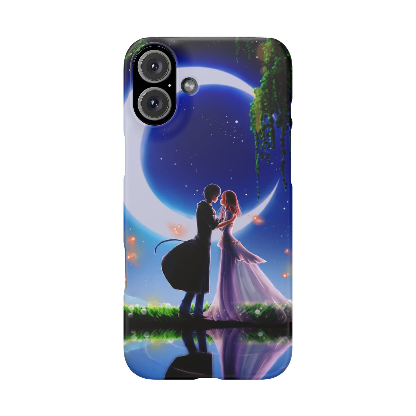 Moonlit Lovers Scene with Crescent Moon Case