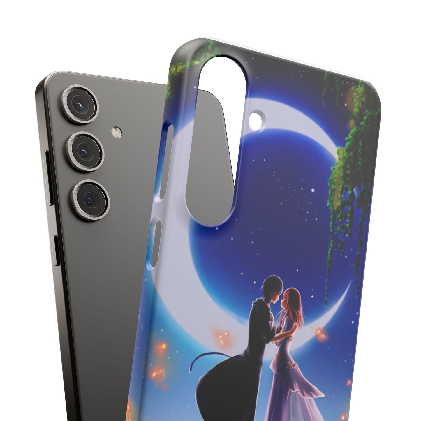 Moonlit Lovers Scene with Crescent Moon Case