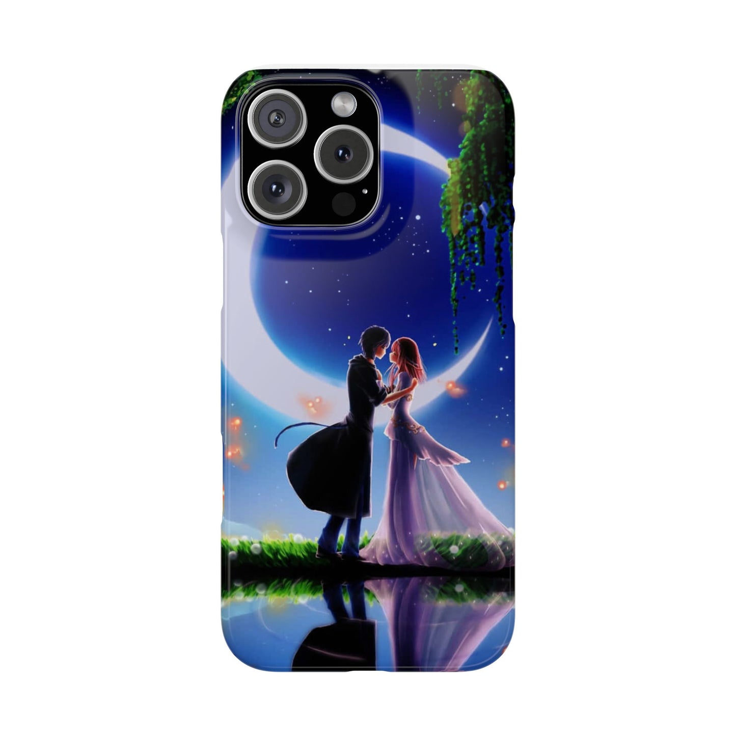 Moonlit Lovers Scene with Crescent Moon Case