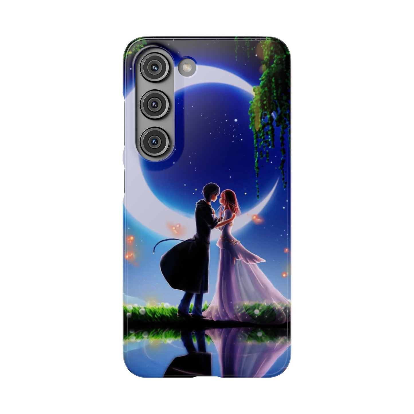 Moonlit Lovers Scene with Crescent Moon Case