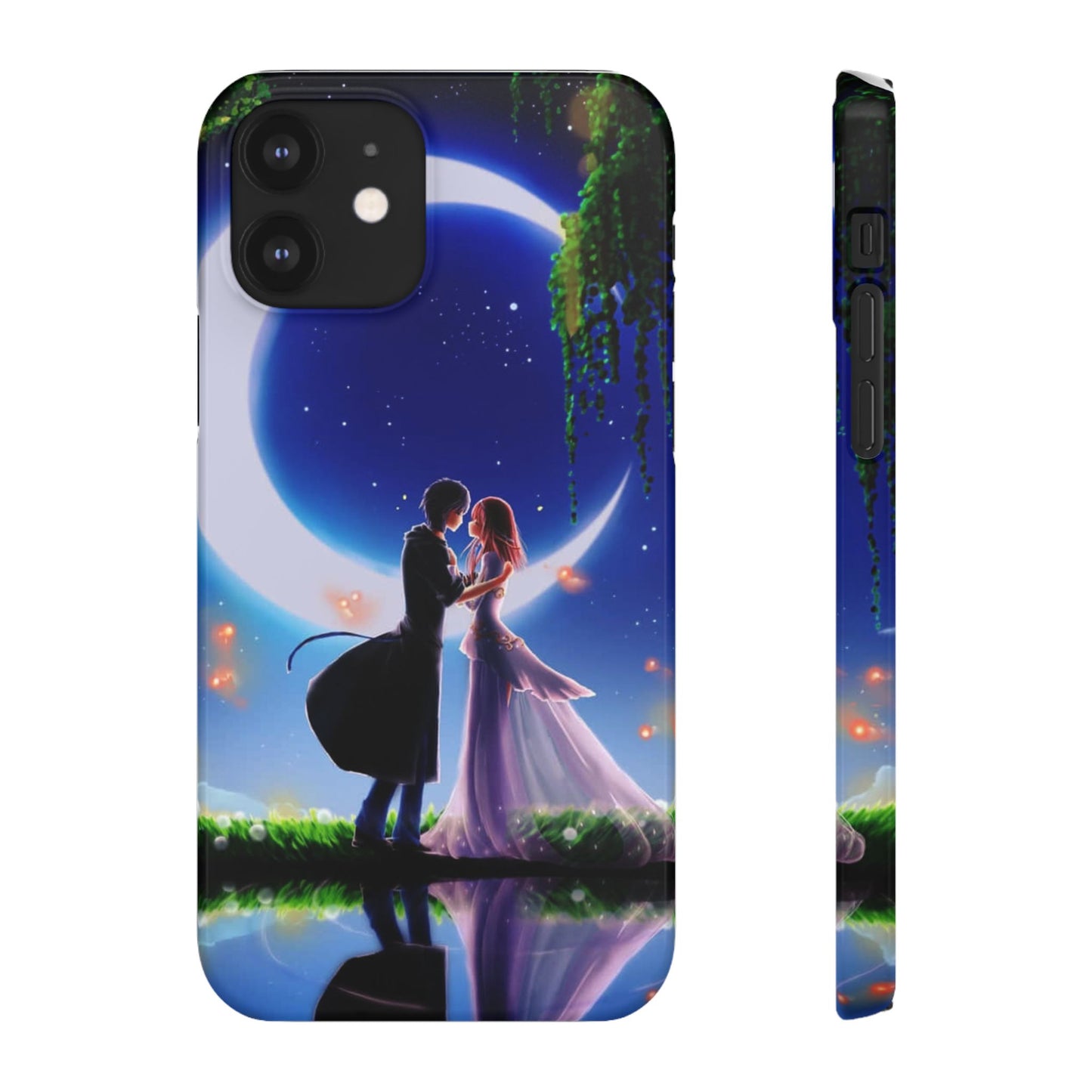 Moonlit Lovers Scene with Crescent Moon Case