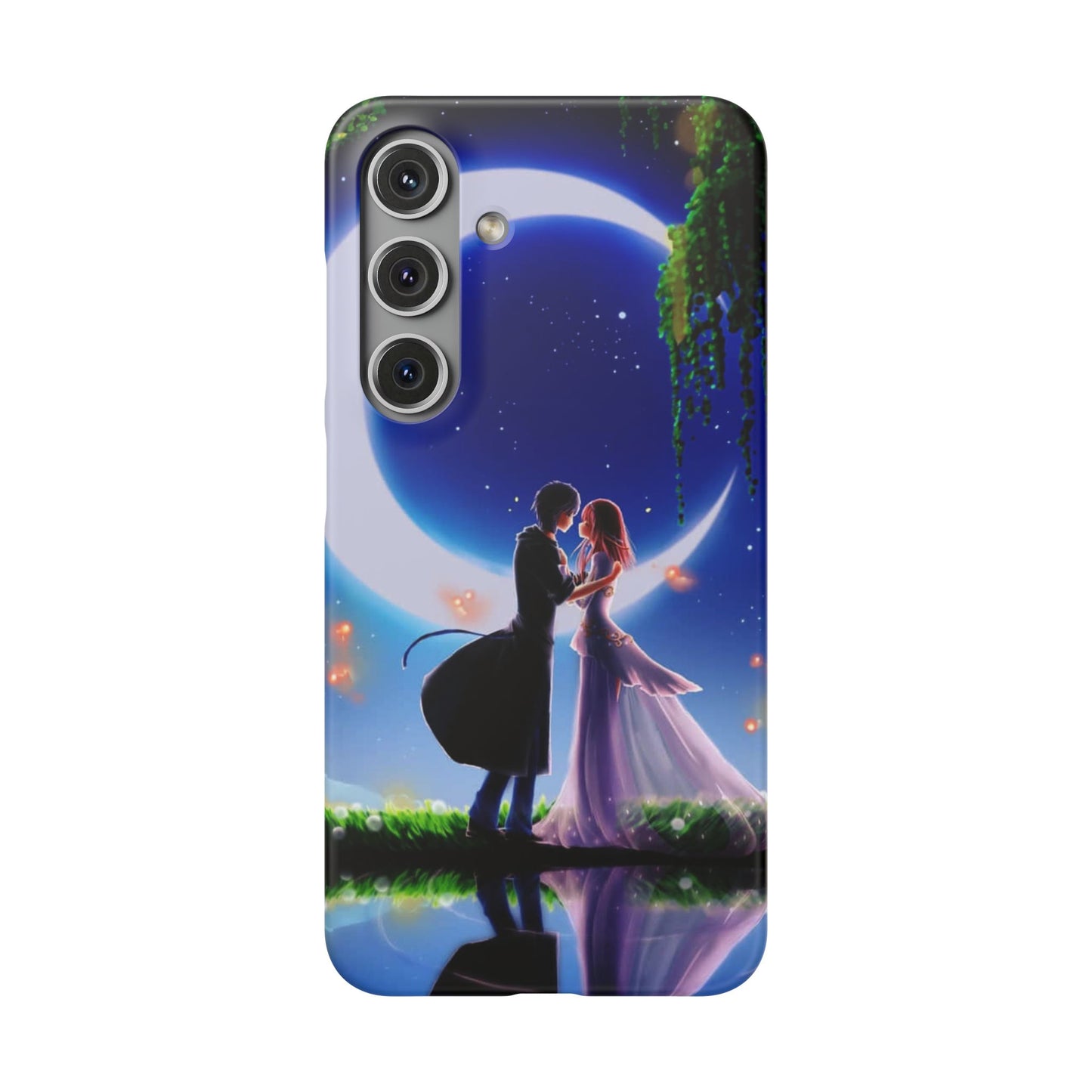 Moonlit Lovers Scene with Crescent Moon Case