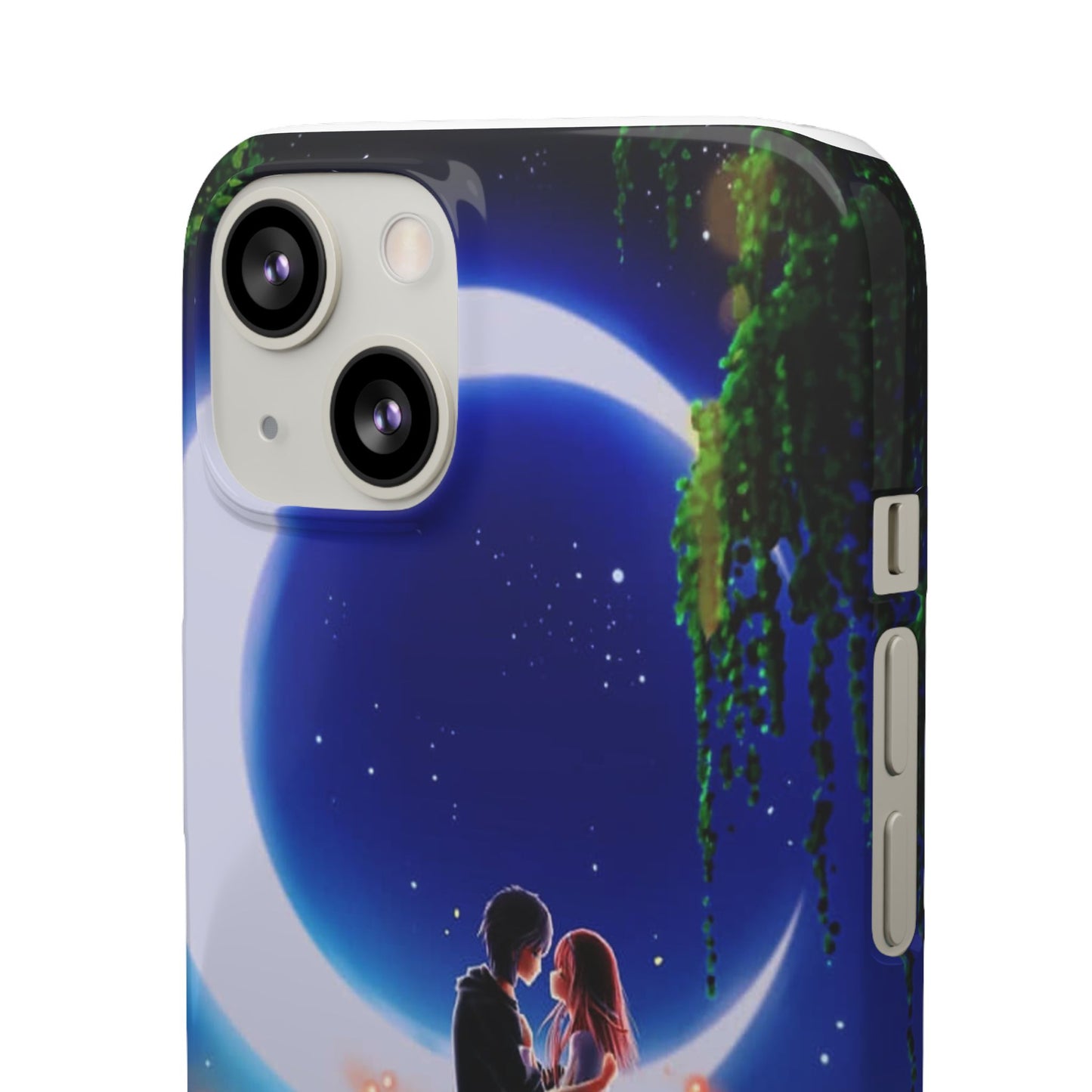 Moonlit Lovers Scene with Crescent Moon Case