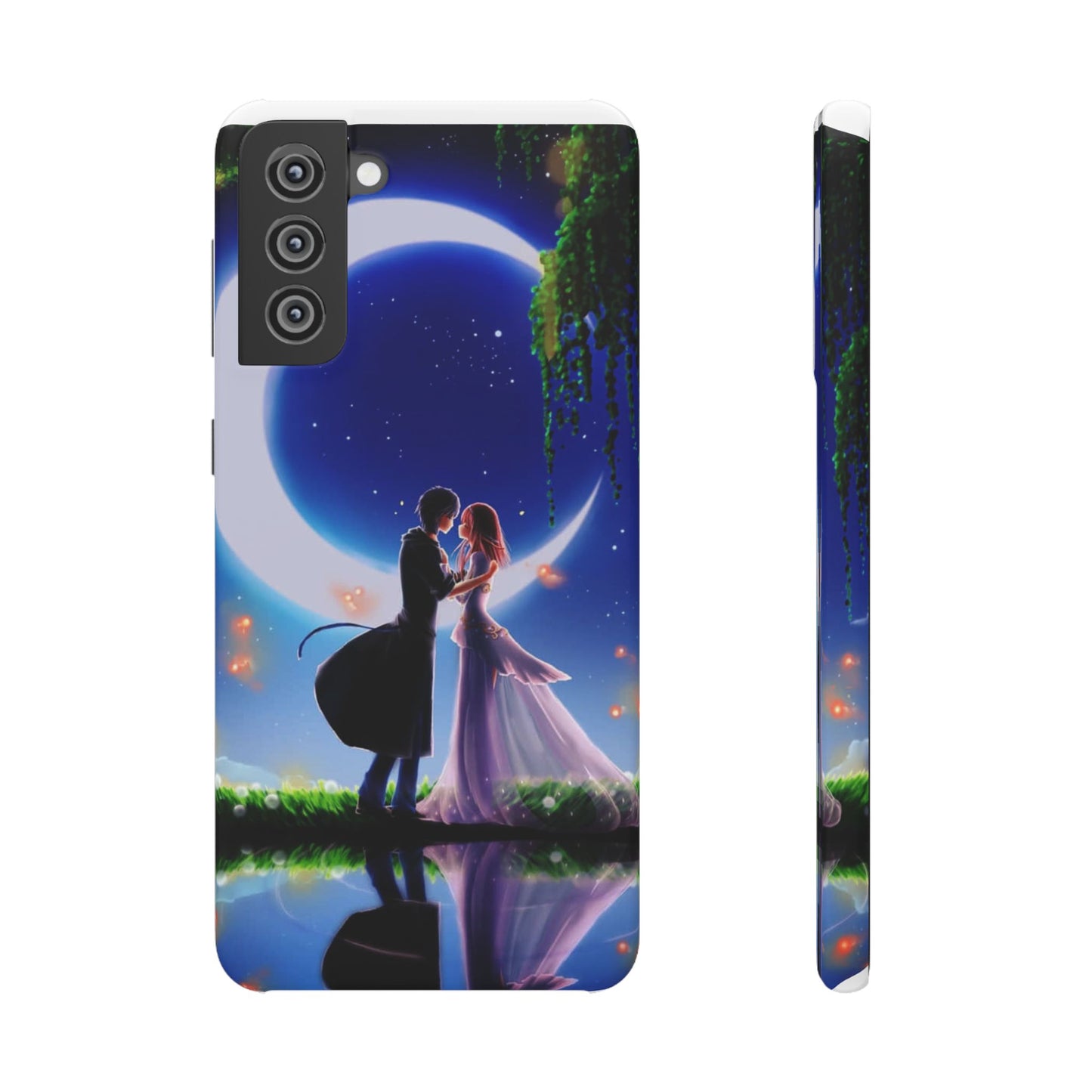 Moonlit Lovers Scene with Crescent Moon Case