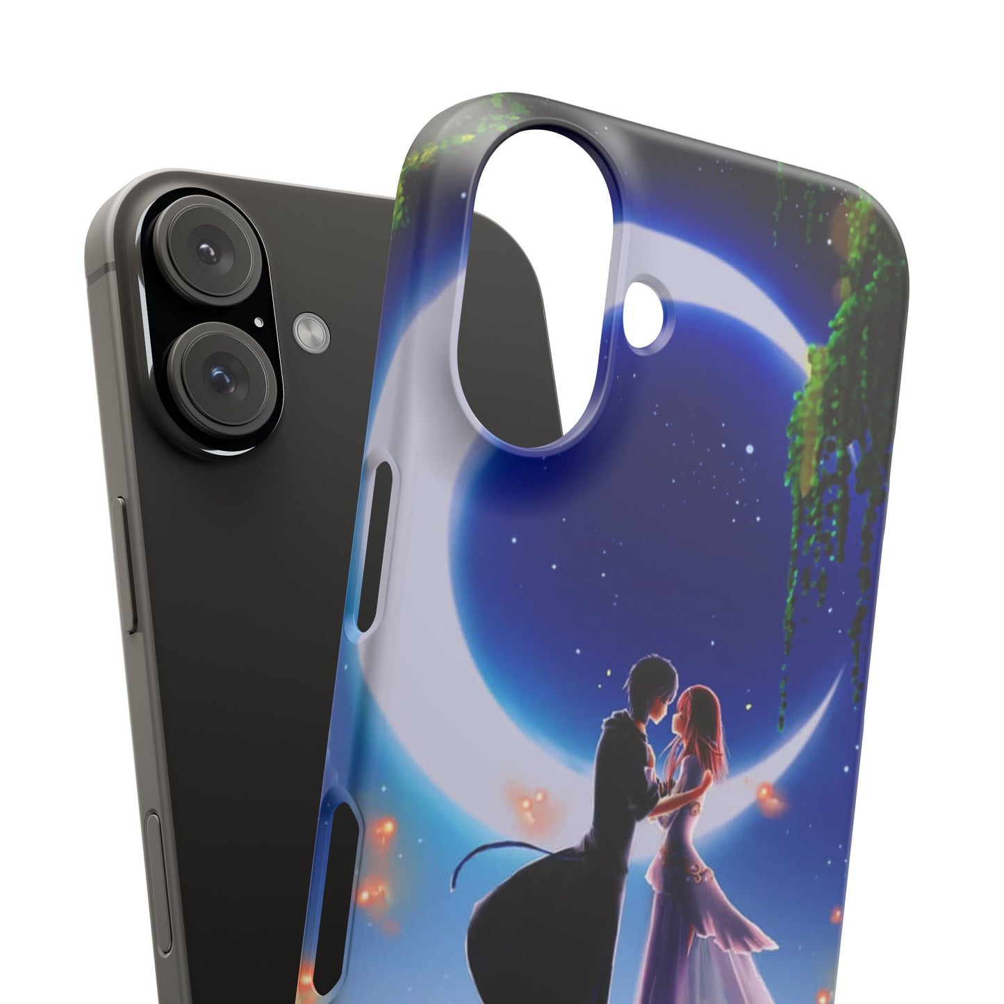 Moonlit Lovers Scene with Crescent Moon Case