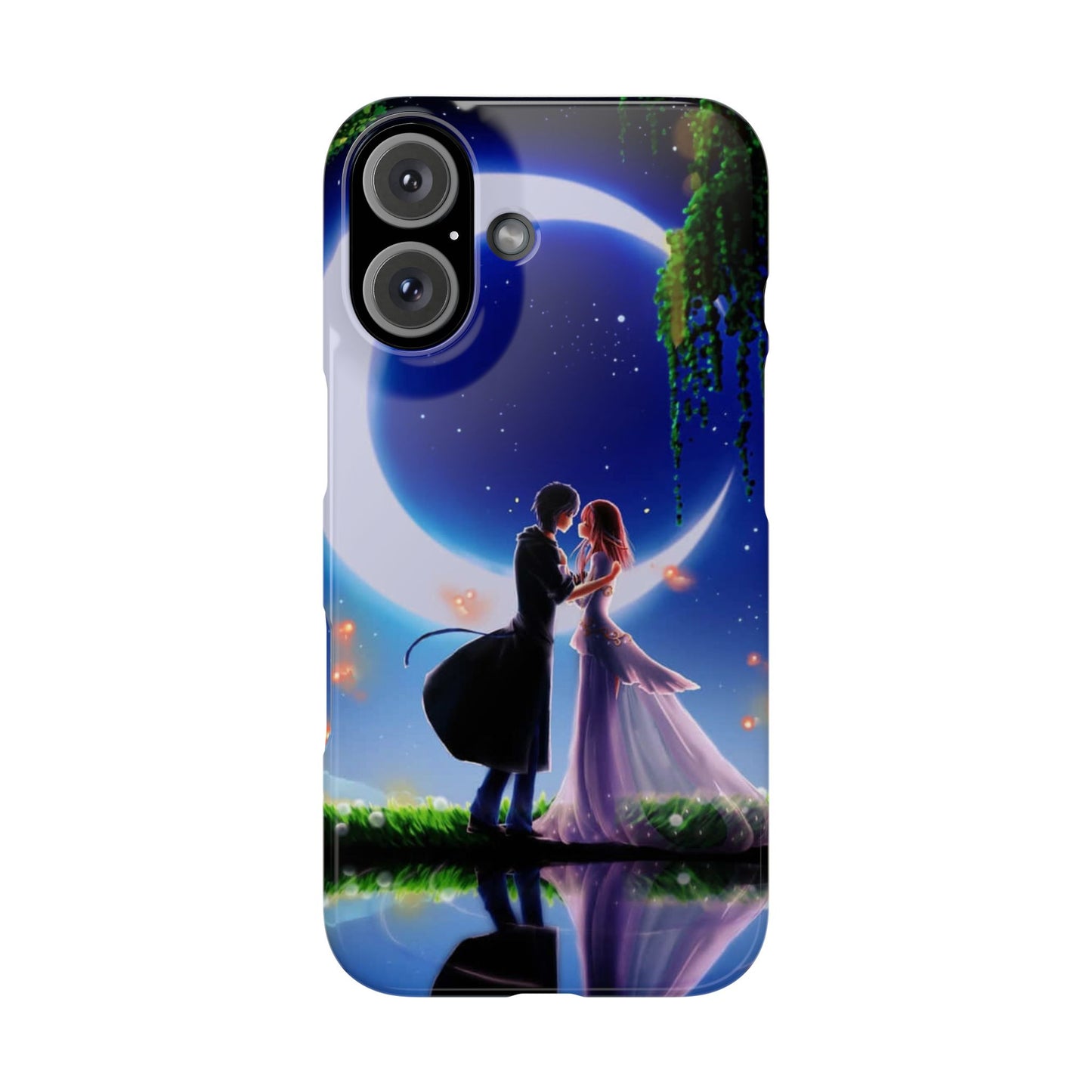 Moonlit Lovers Scene with Crescent Moon Case