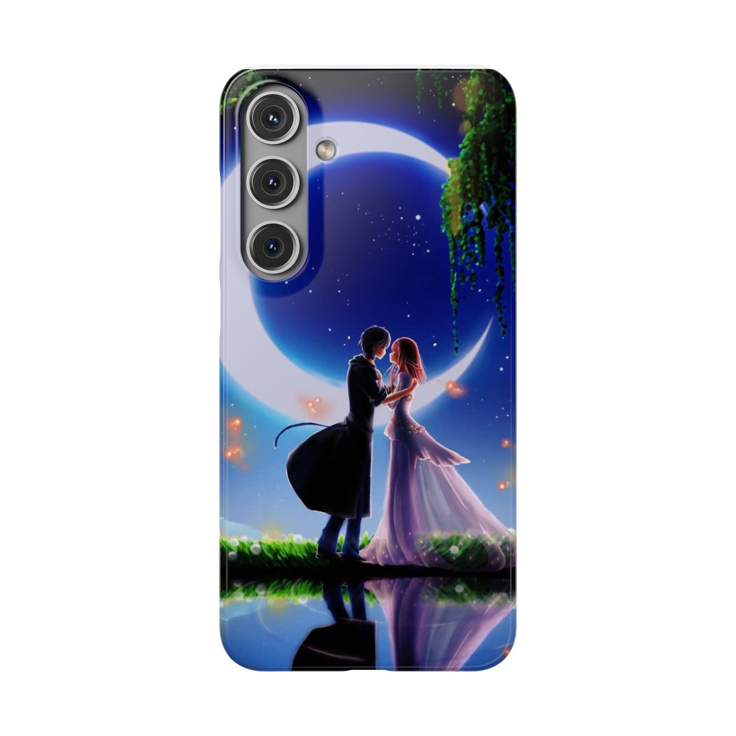 Moonlit Lovers Scene with Crescent Moon Case