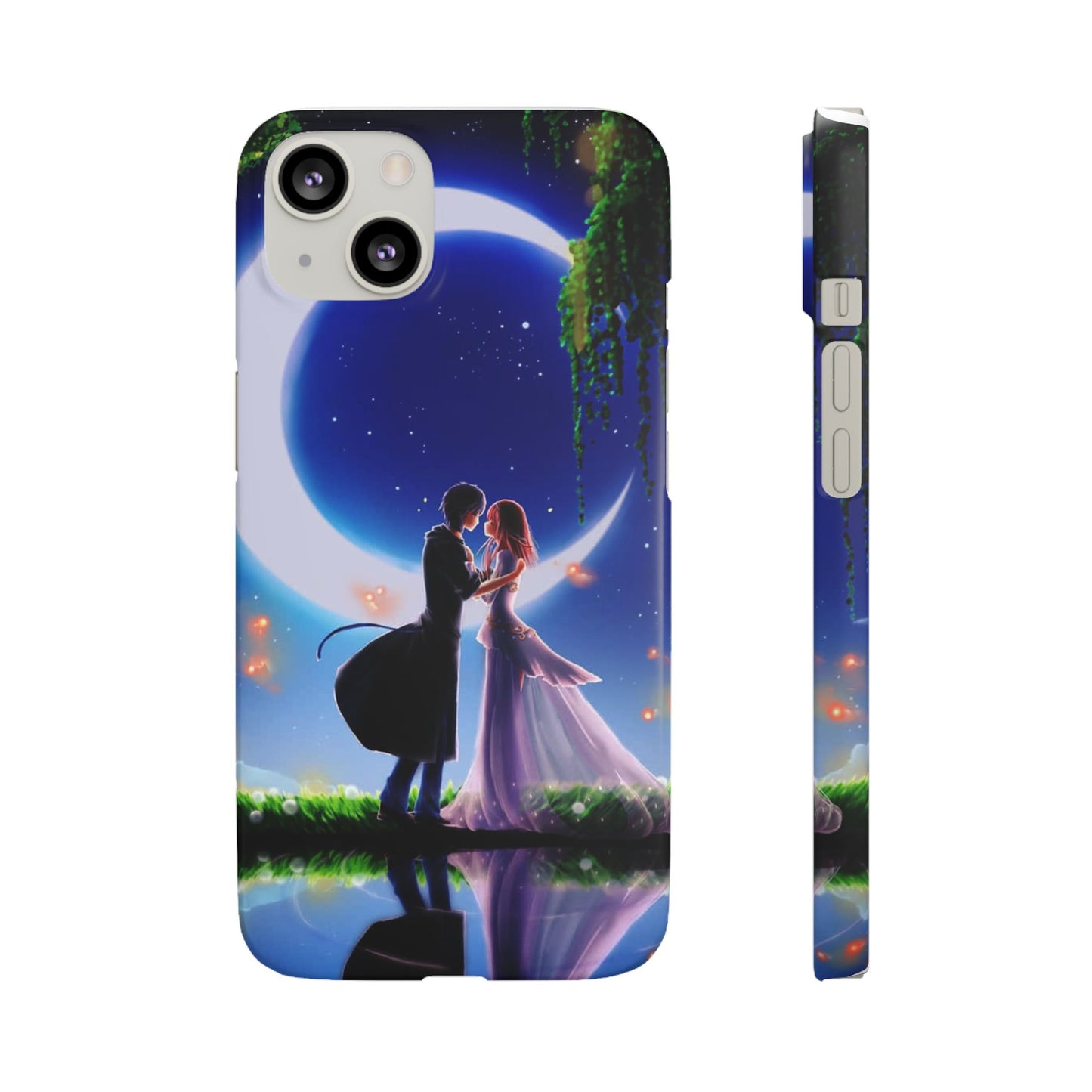Moonlit Lovers Scene with Crescent Moon Case