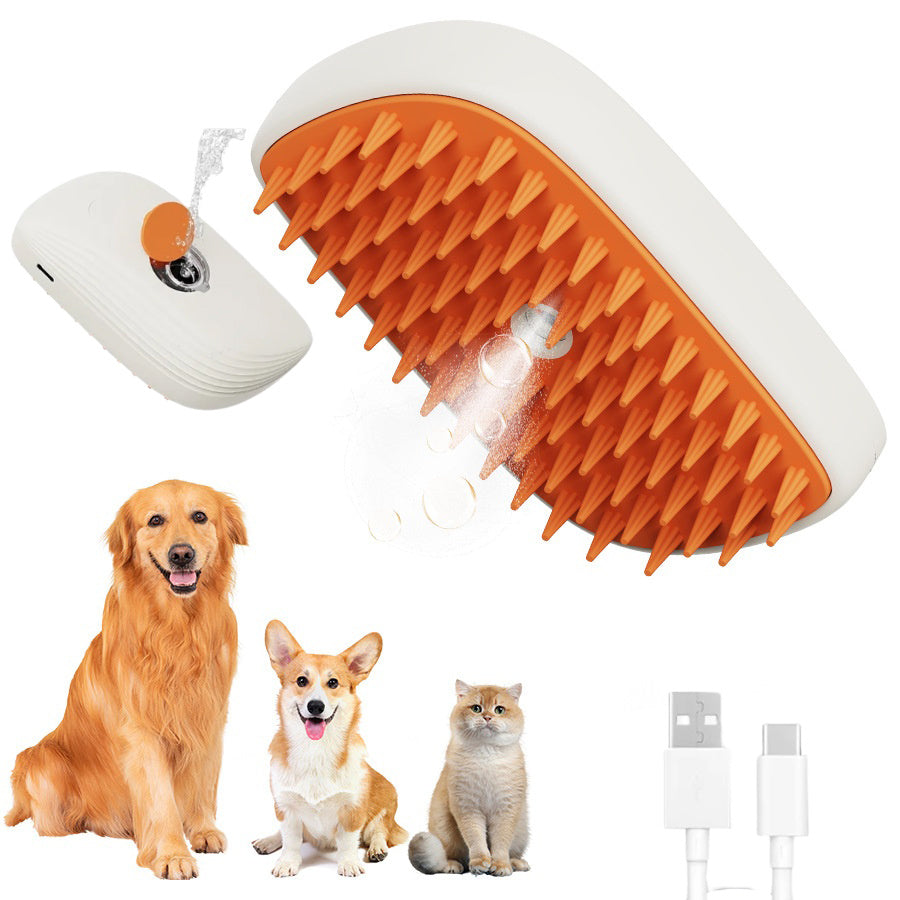 USB Rechargeable Pets Steam Groom Brush