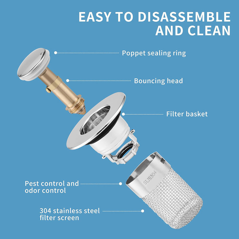 Anti-Odor Pop-Up Design Stainless Steel Sink Strainer & Stopper