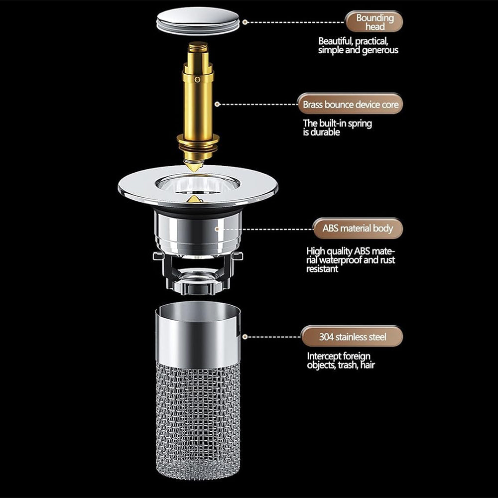 Anti-Odor Pop-Up Design Stainless Steel Sink Strainer & Stopper