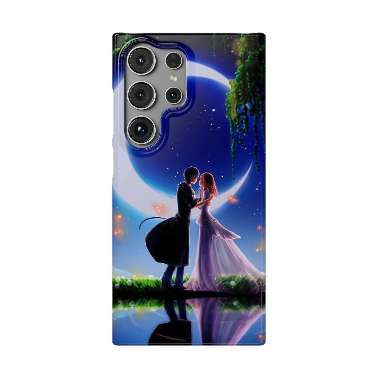 Moonlit Lovers Scene with Crescent Moon Case