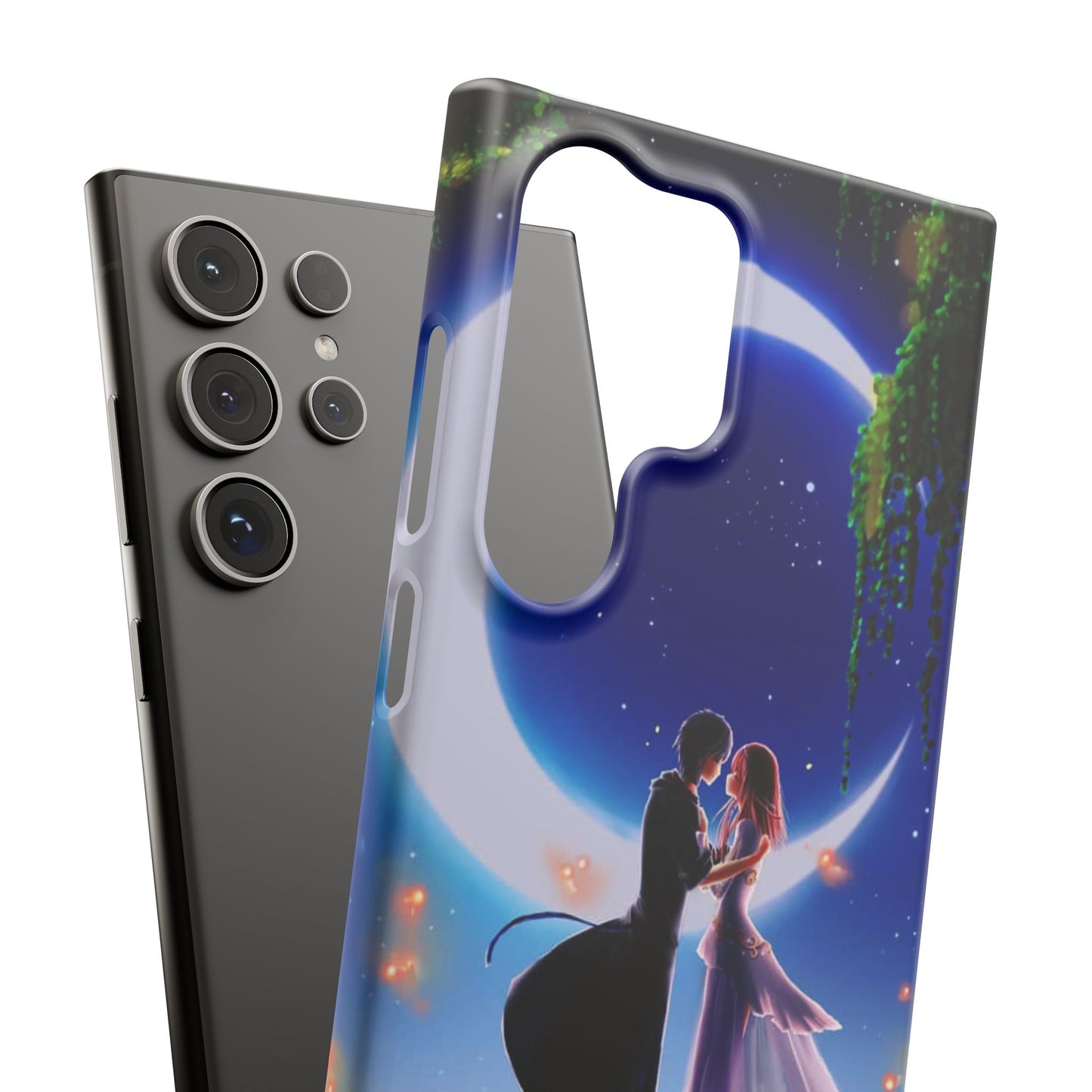Moonlit Lovers Scene with Crescent Moon Case