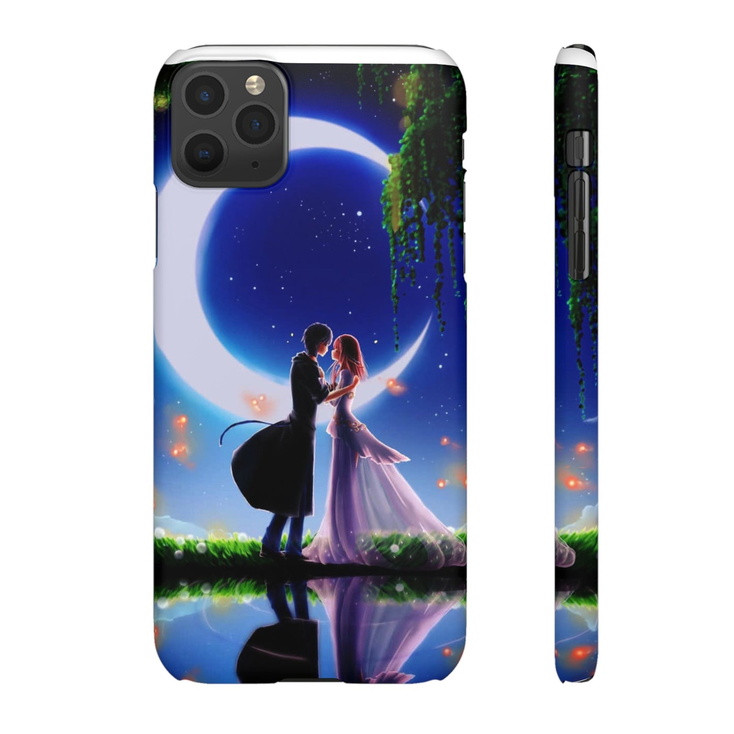 Moonlit Lovers Scene with Crescent Moon Case
