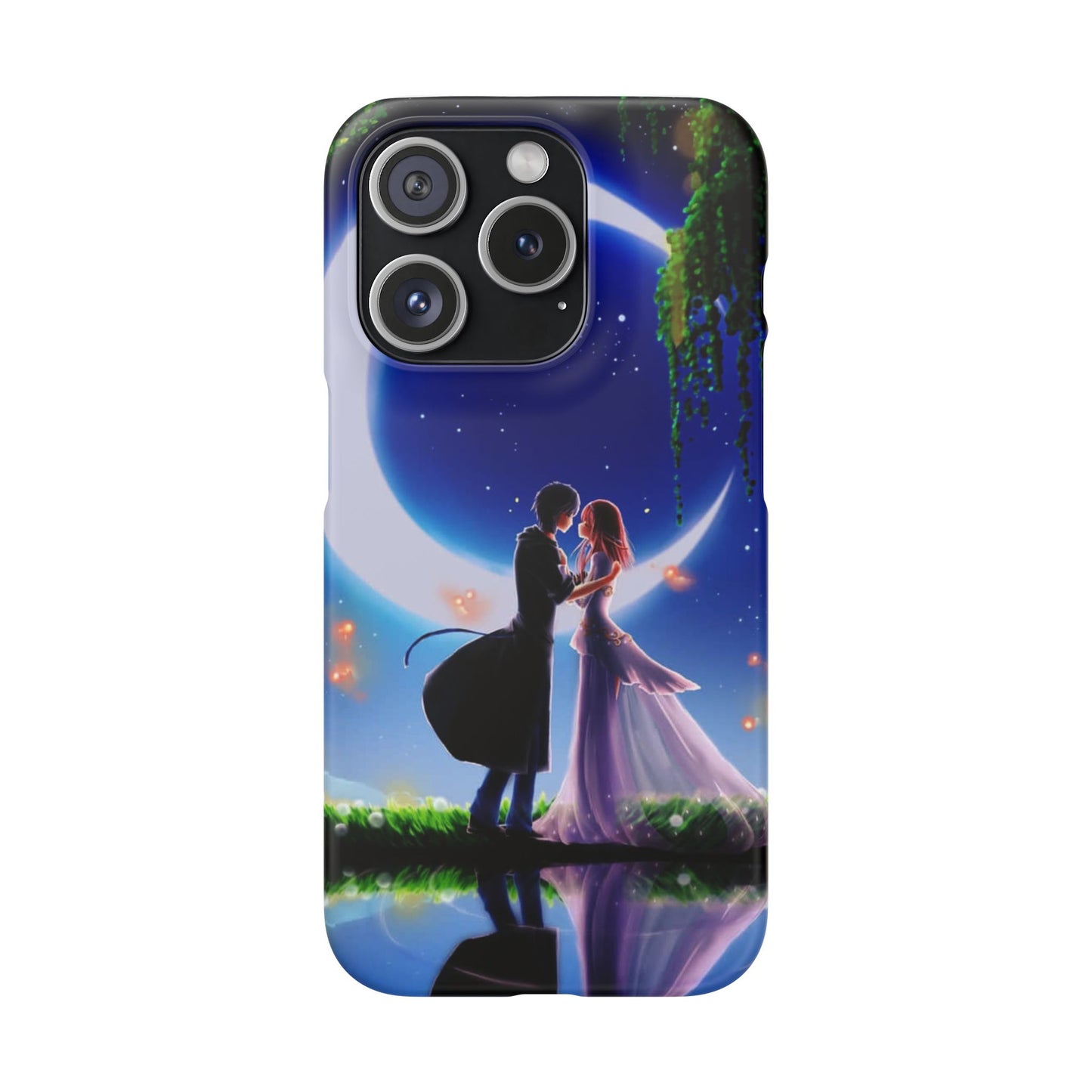 Moonlit Lovers Scene with Crescent Moon Case
