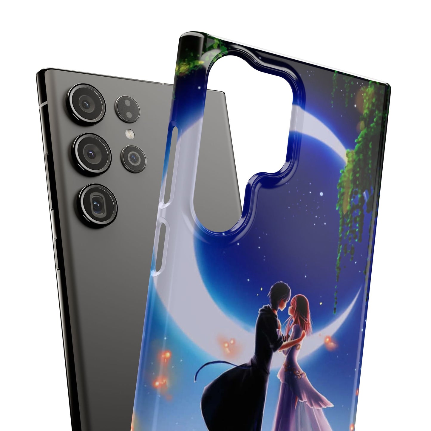 Moonlit Lovers Scene with Crescent Moon Case
