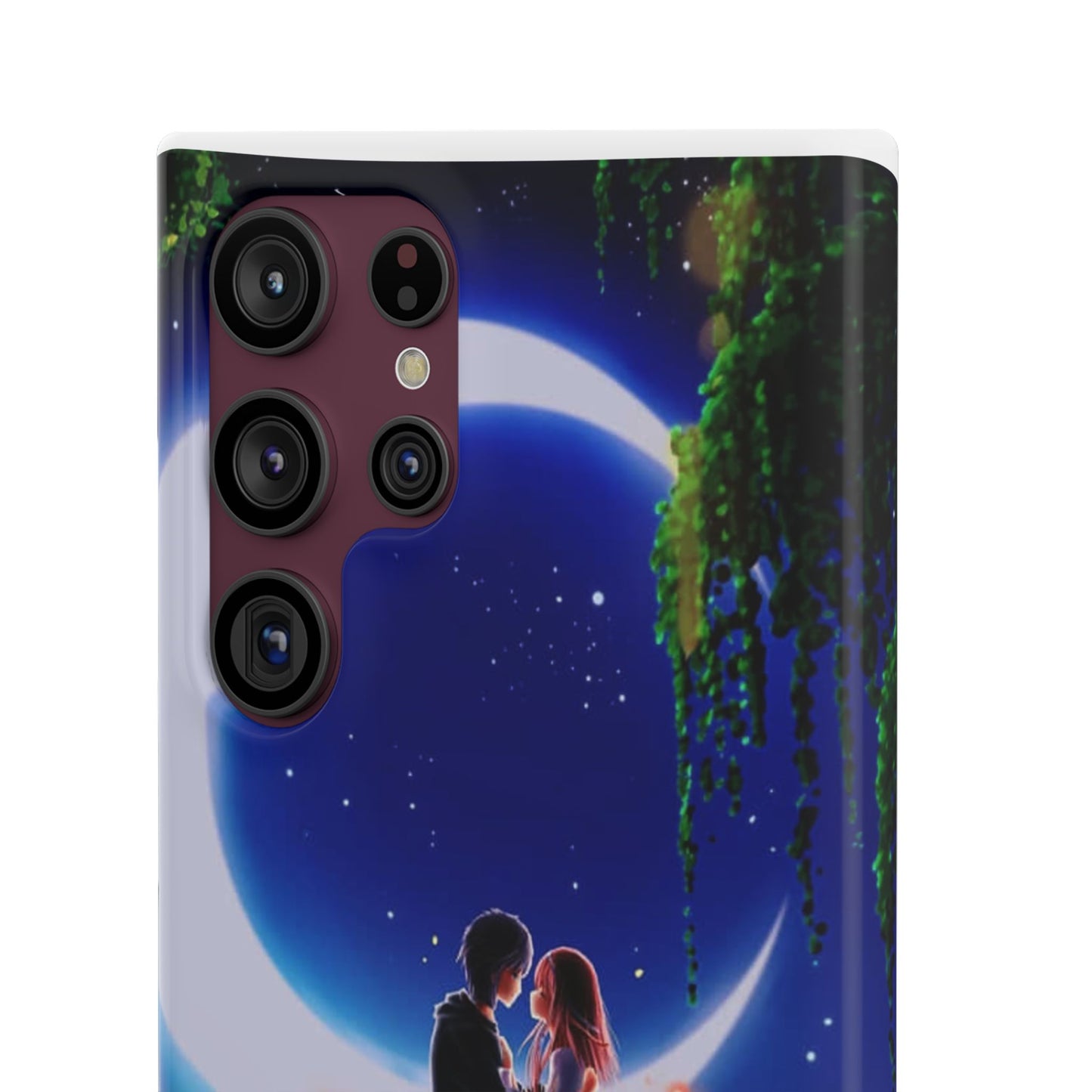 Moonlit Lovers Scene with Crescent Moon Case