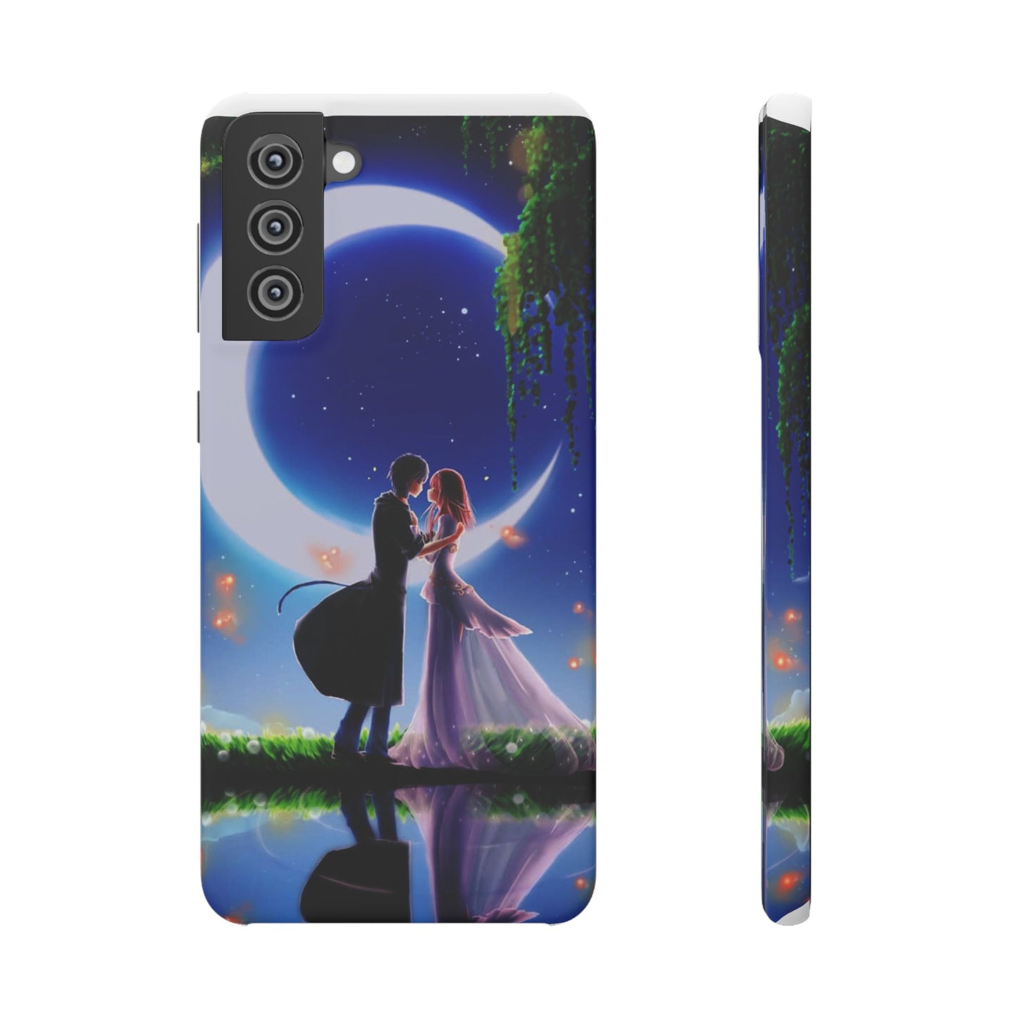 Moonlit Lovers Scene with Crescent Moon Case
