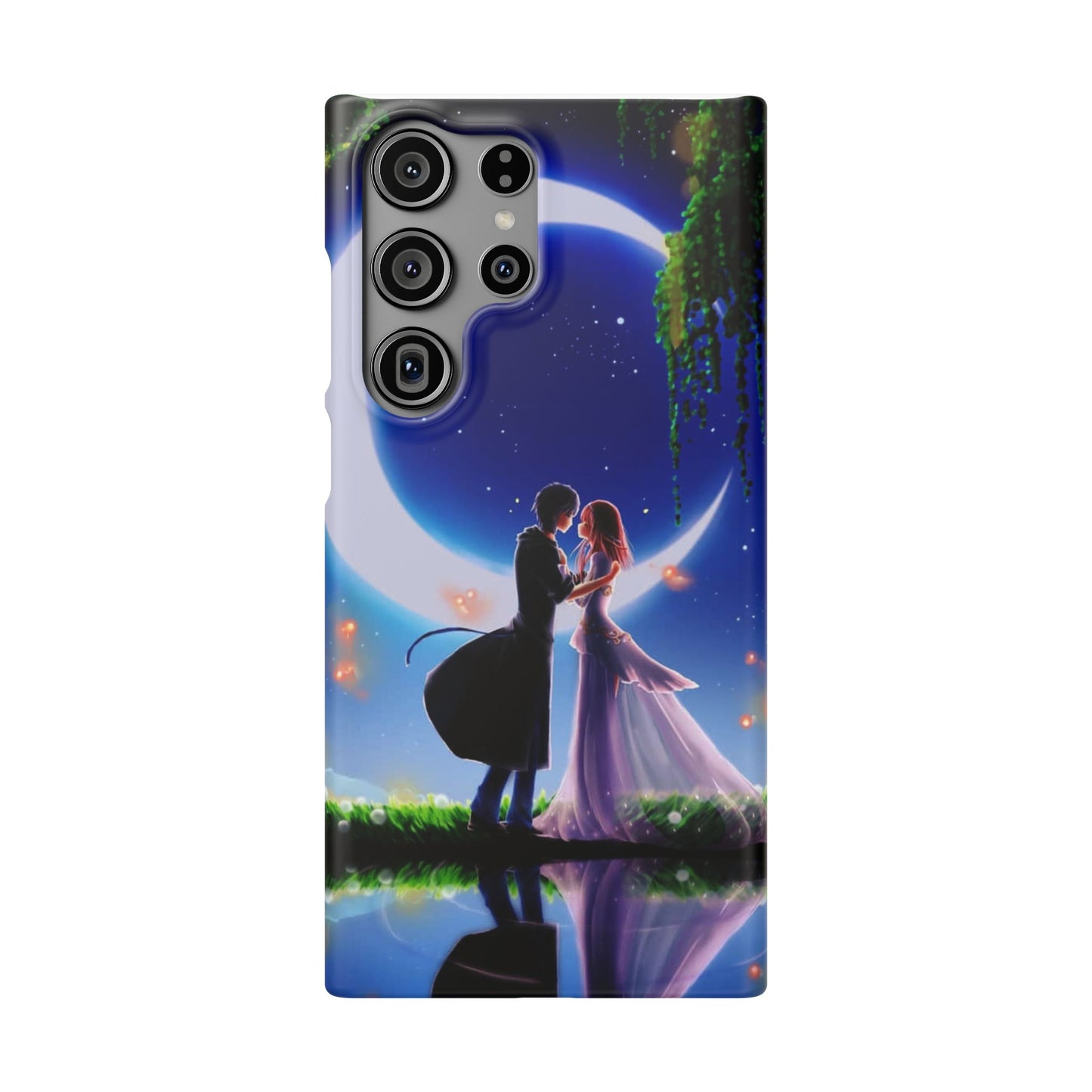 Moonlit Lovers Scene with Crescent Moon Case