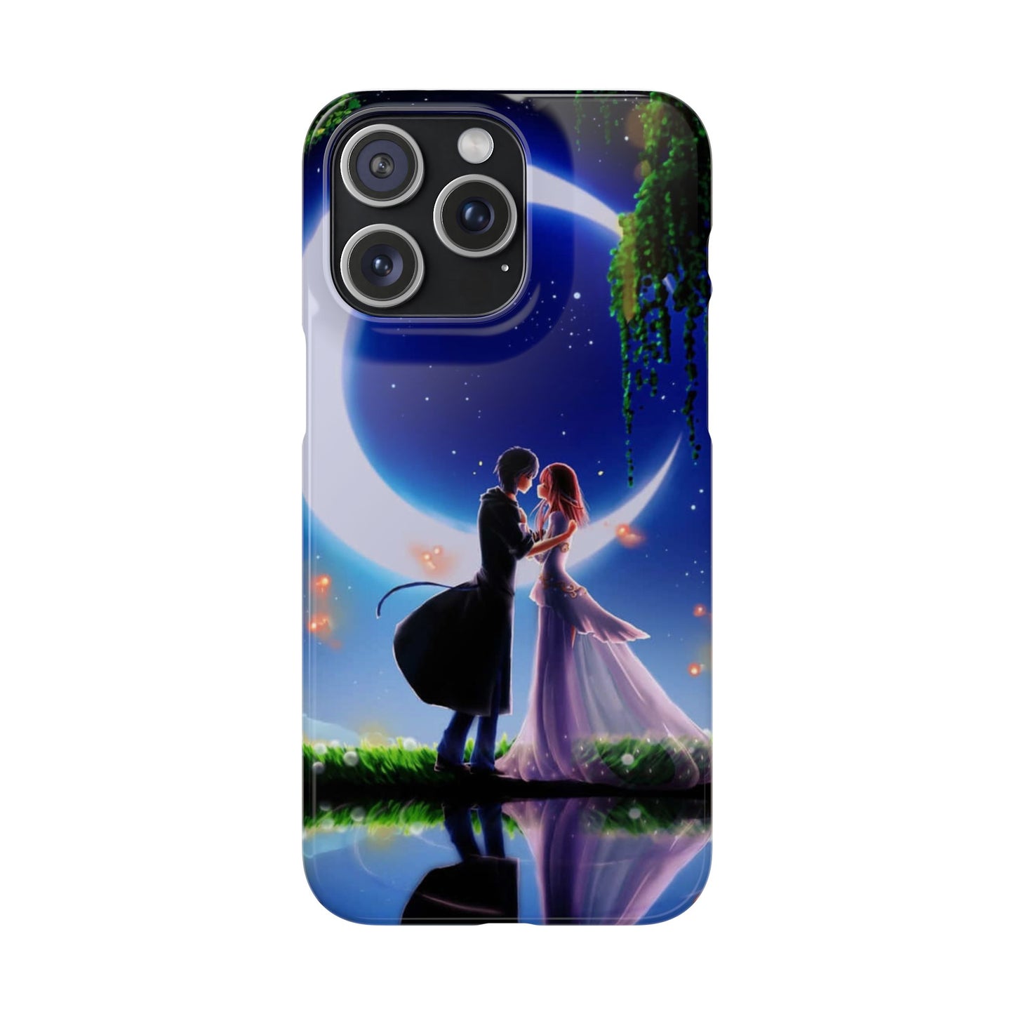 Moonlit Lovers Scene with Crescent Moon Case