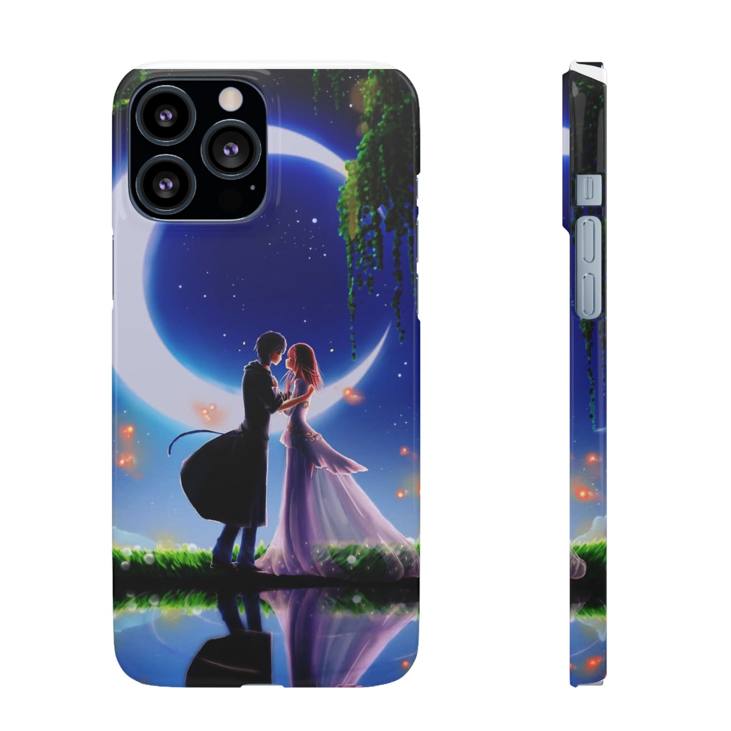 Moonlit Lovers Scene with Crescent Moon Case