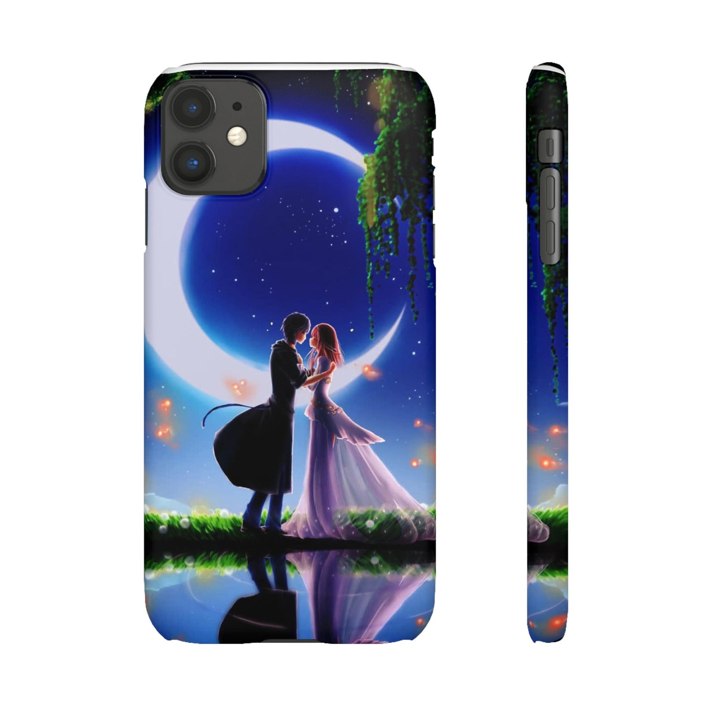 Moonlit Lovers Scene with Crescent Moon Case