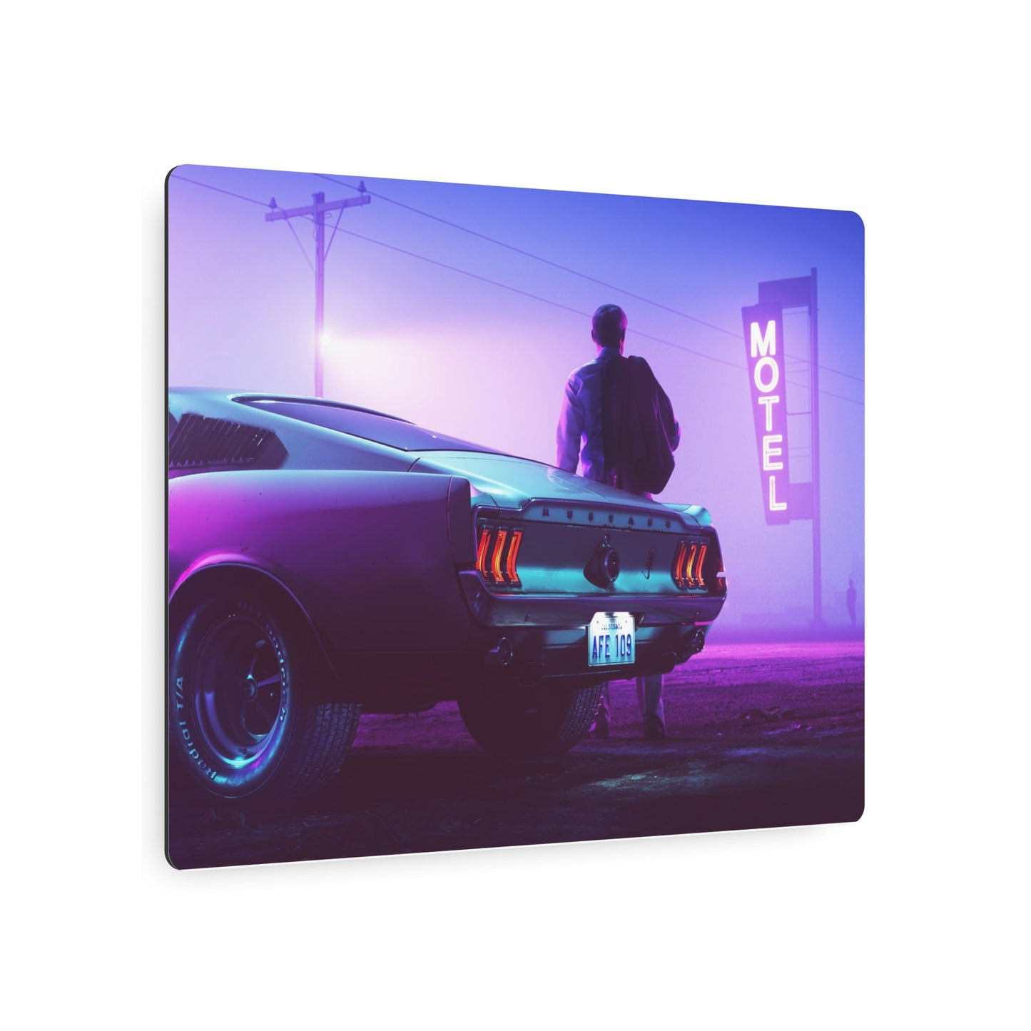 Metal Art Sign - Retro Neon Car