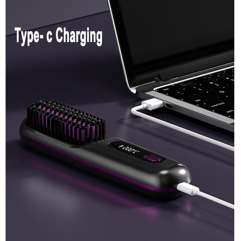 2 In 1 Hair Straightener Heated Brush