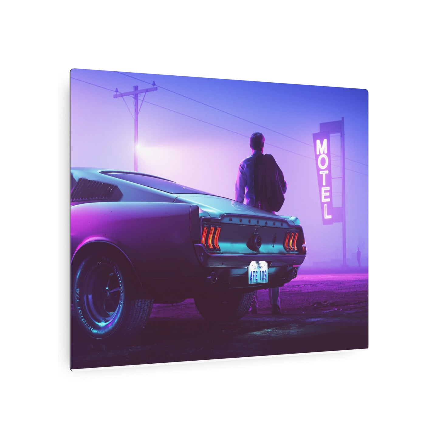 Metal Art Sign - Retro Neon Car