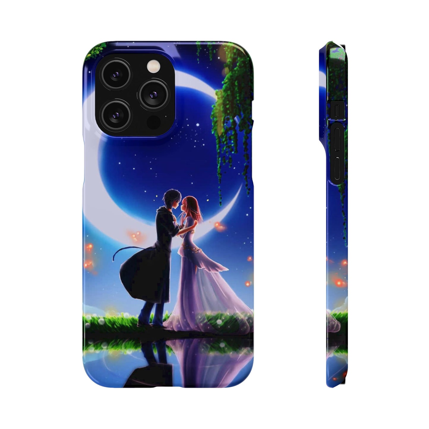 Moonlit Lovers Scene with Crescent Moon Case