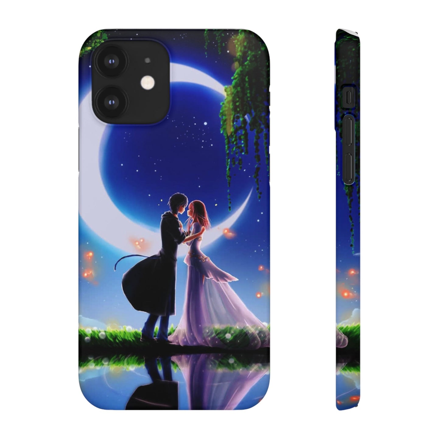 Moonlit Lovers Scene with Crescent Moon Case