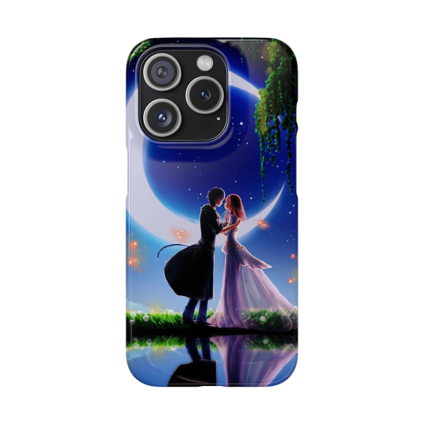 Moonlit Lovers Scene with Crescent Moon Case