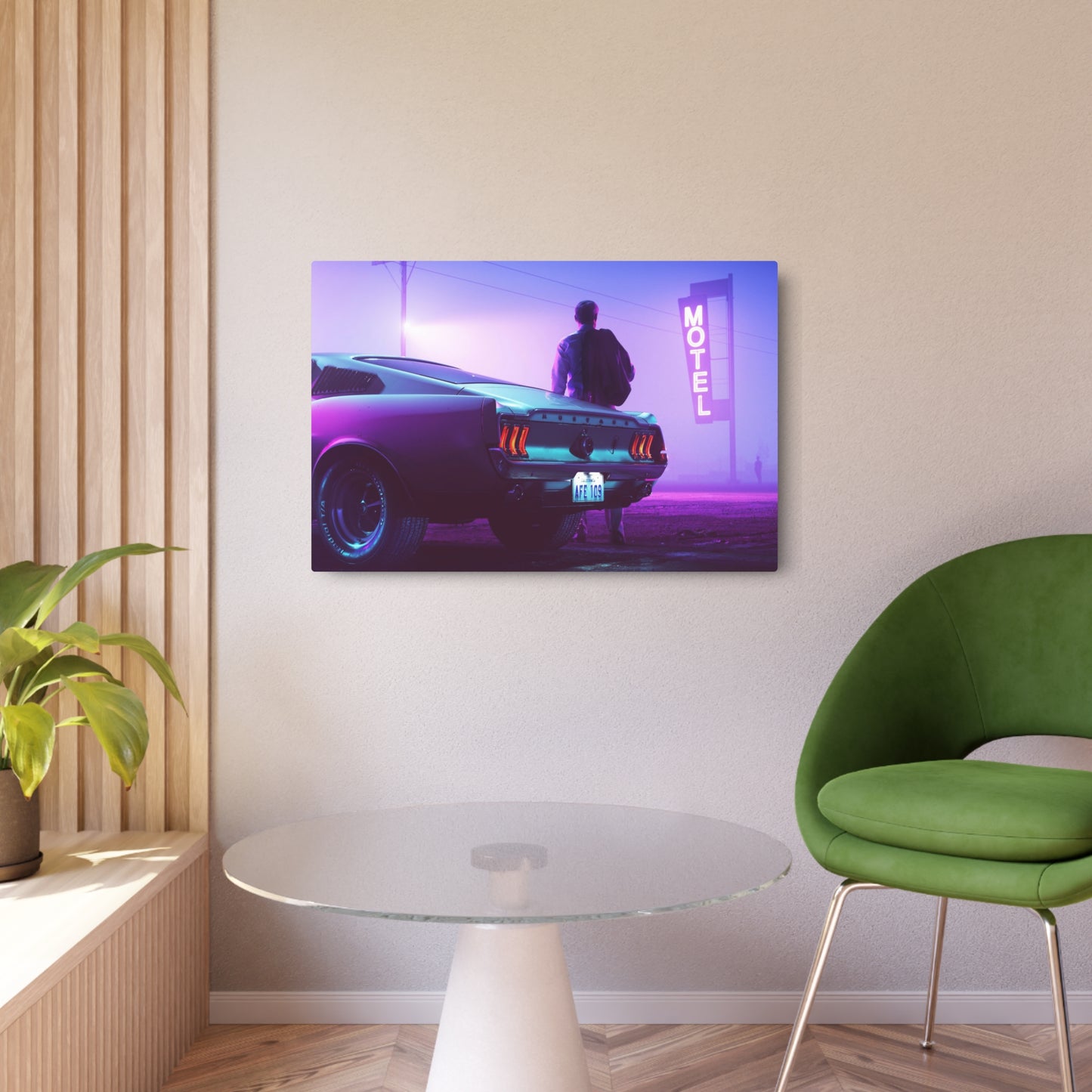 Metal Art Sign - Retro Neon Car