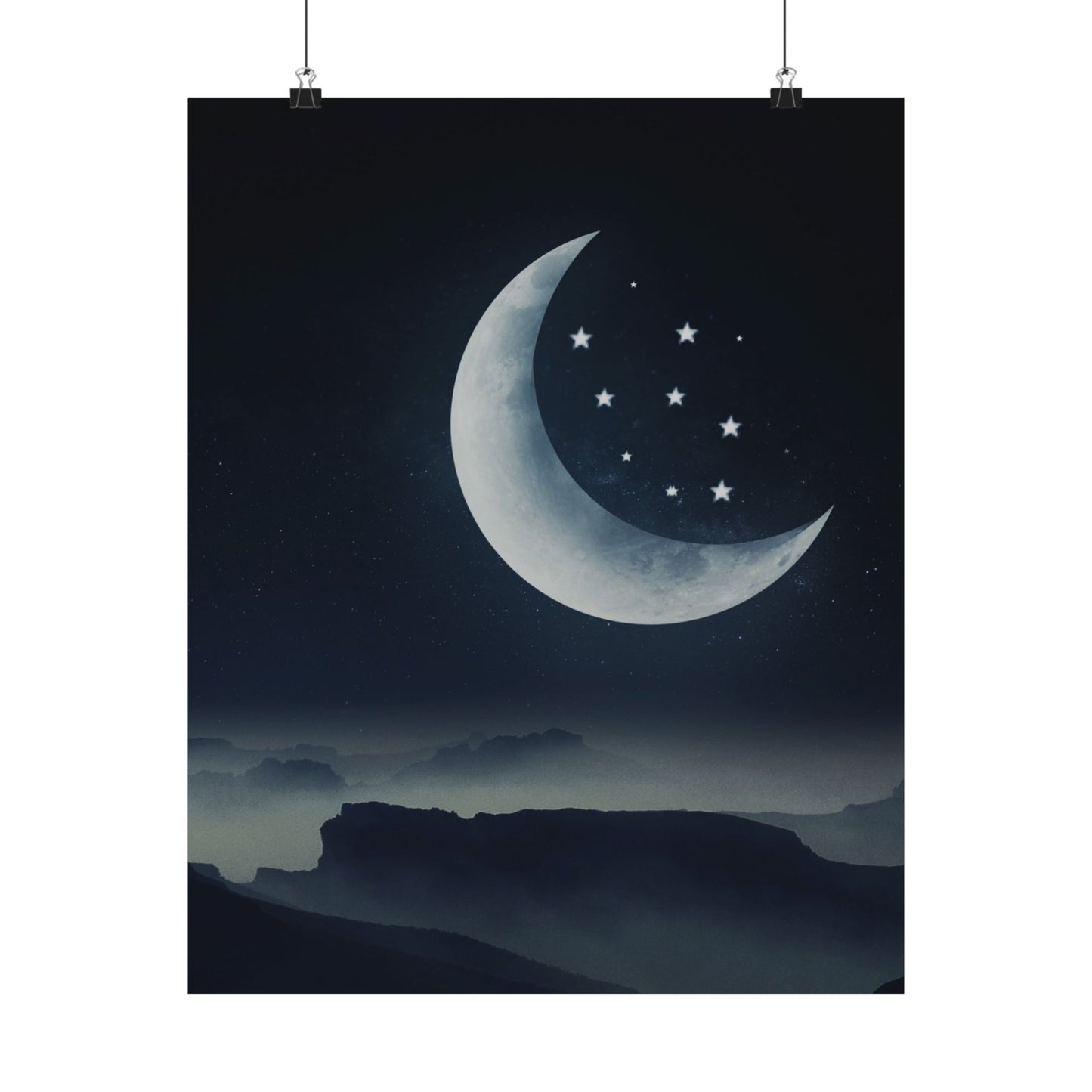 Posters - Moon and Star Matte Wall Art for Modern Living Spaces and Collectors