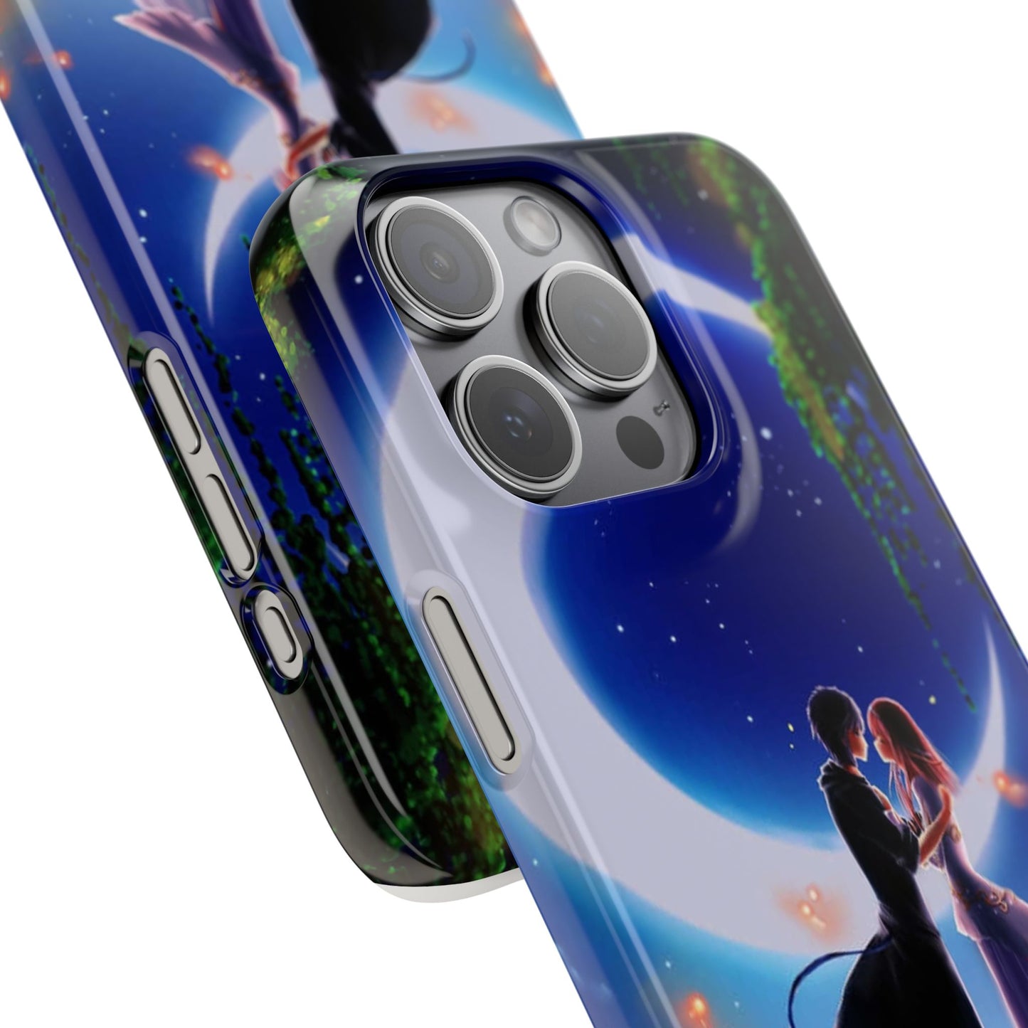 Moonlit Lovers Scene with Crescent Moon Case