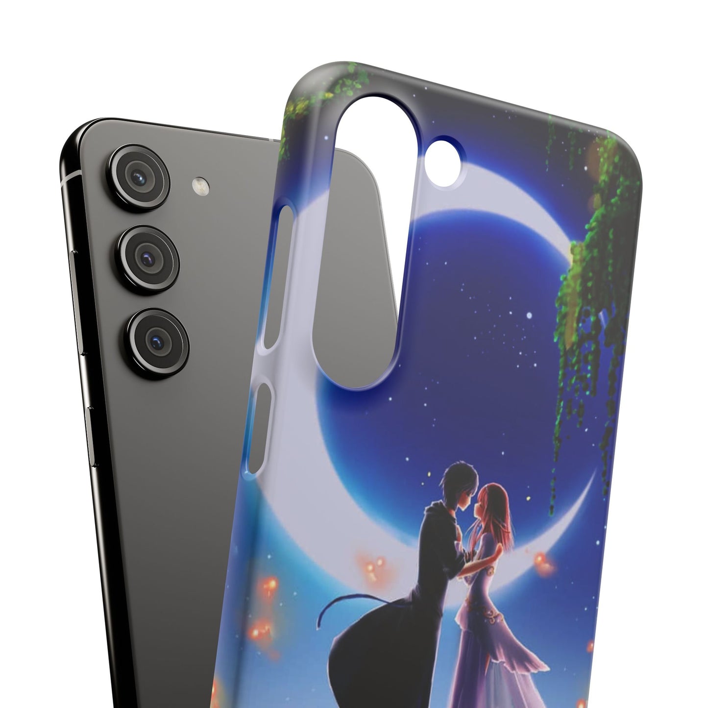Moonlit Lovers Scene with Crescent Moon Case